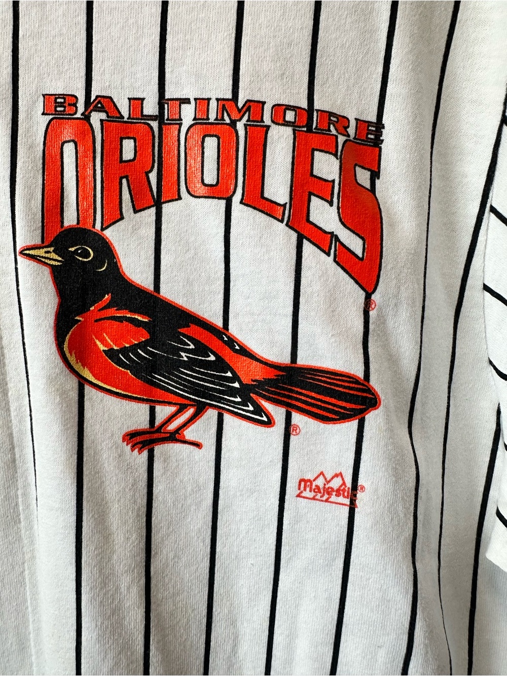 Baltimore Orioles Majestic MLB Vtg 90s Pinstripe Baseball Jersey Men’s Rare